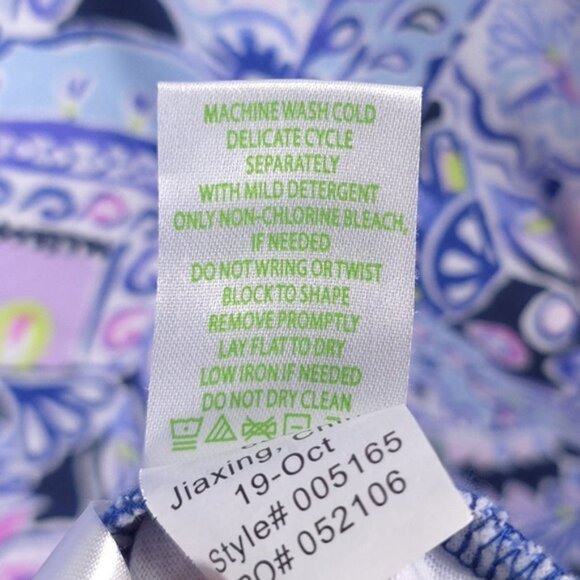 Lilly Pulitzer Short Sleeve Bay Dress Iris Blue Namastay In The Jungle MEDIUM - Picture 13 of 13